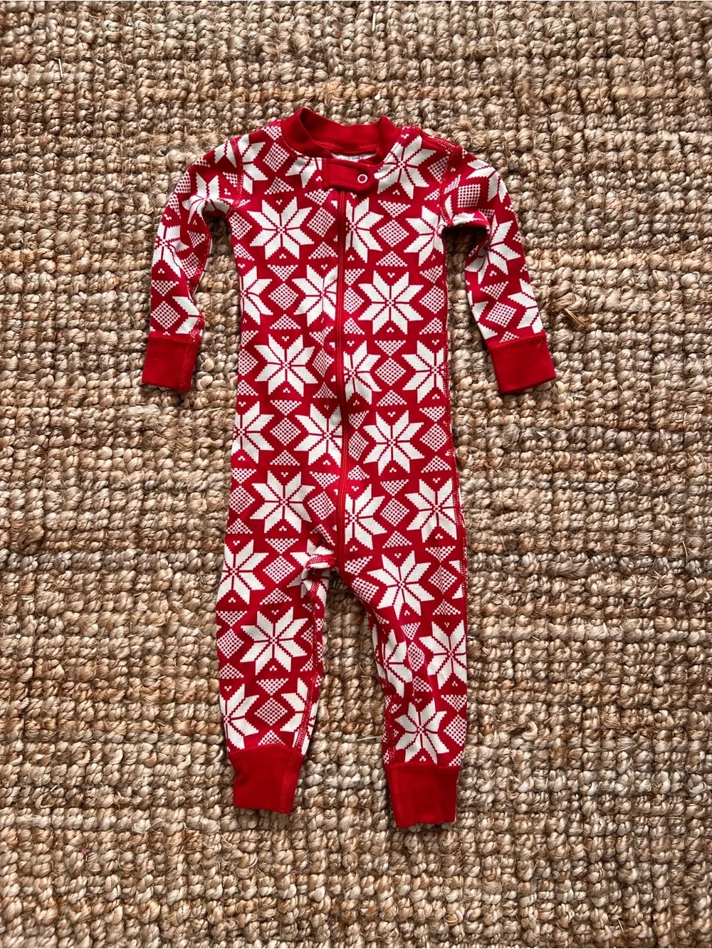 Red & White Holiday Hanna Andersson Star One-Piece Pajamas